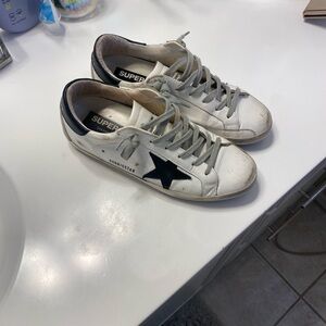 Golden Goose White and Black Sneakers